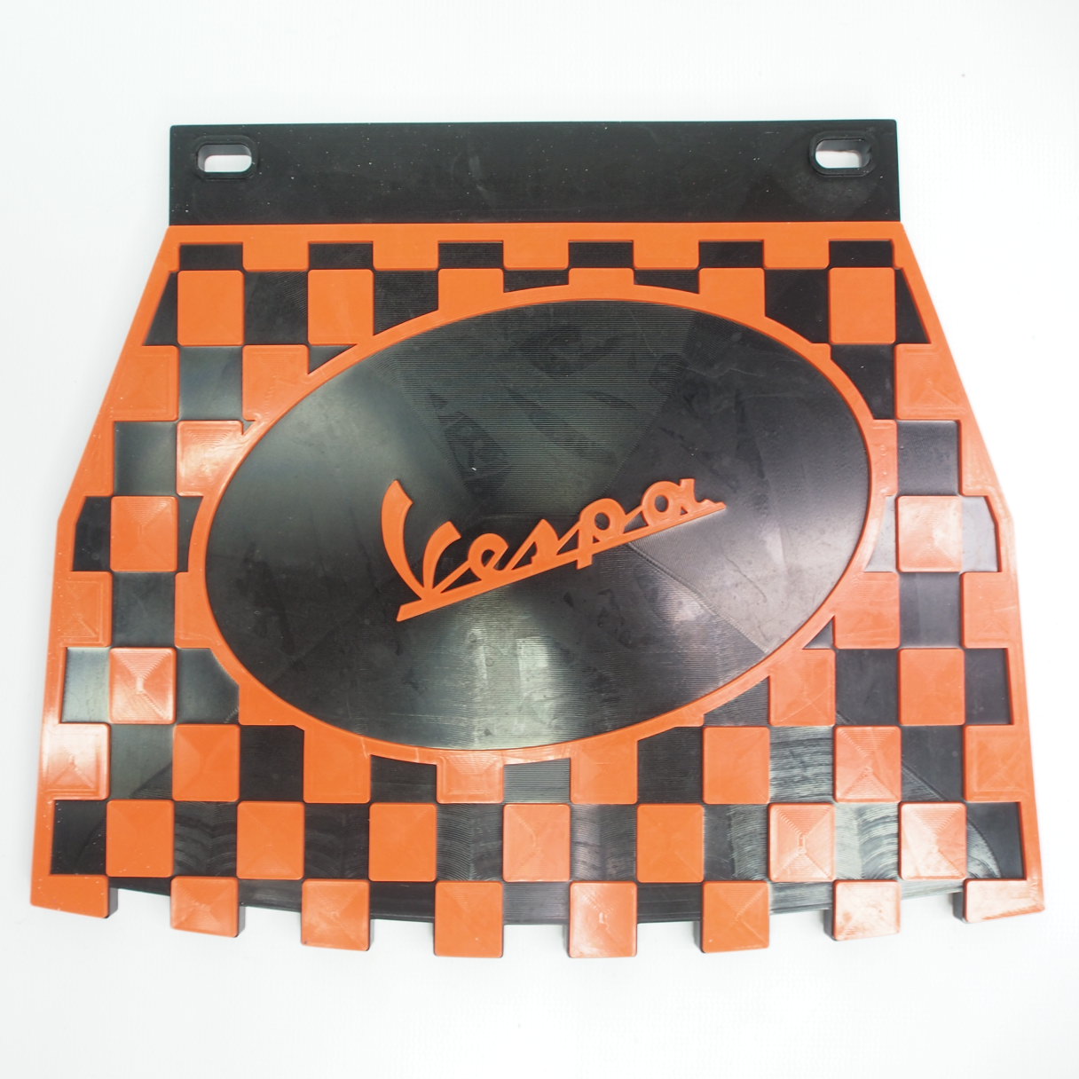 Rear mudflap -CLASSIC Vespa, checkered- black/orange