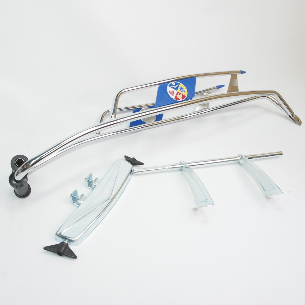 Crash bar rear -AMS CUPPINI- Vespa 50s 100 ET3 - Chrome / blue