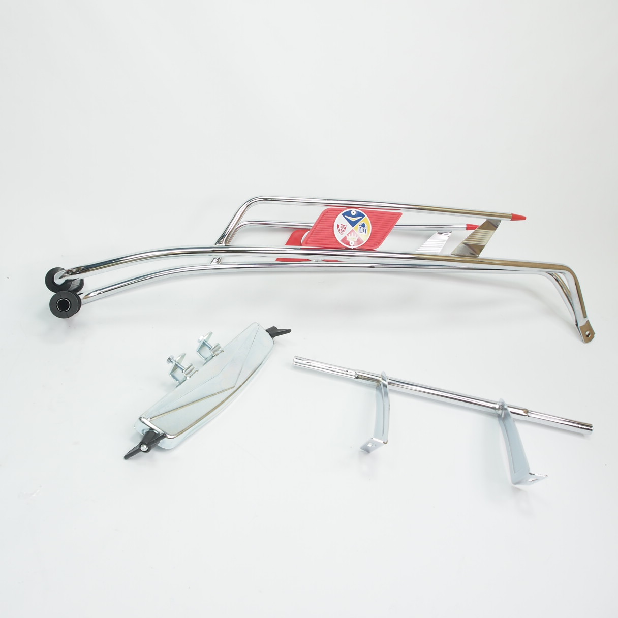 Crash bar rear -AMS CUPPINI- Vespa 50s 100 ET3 - Chrome / red