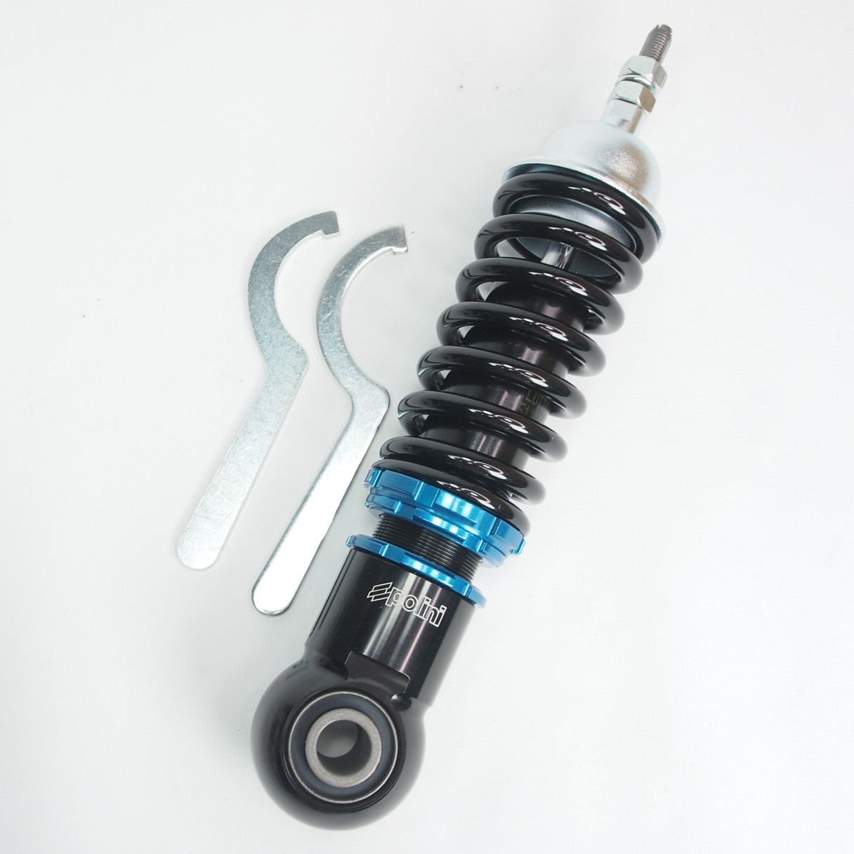 Front shock absorber -POLINI adjustable- Vespa 50s 90 100 ET3 black/blue