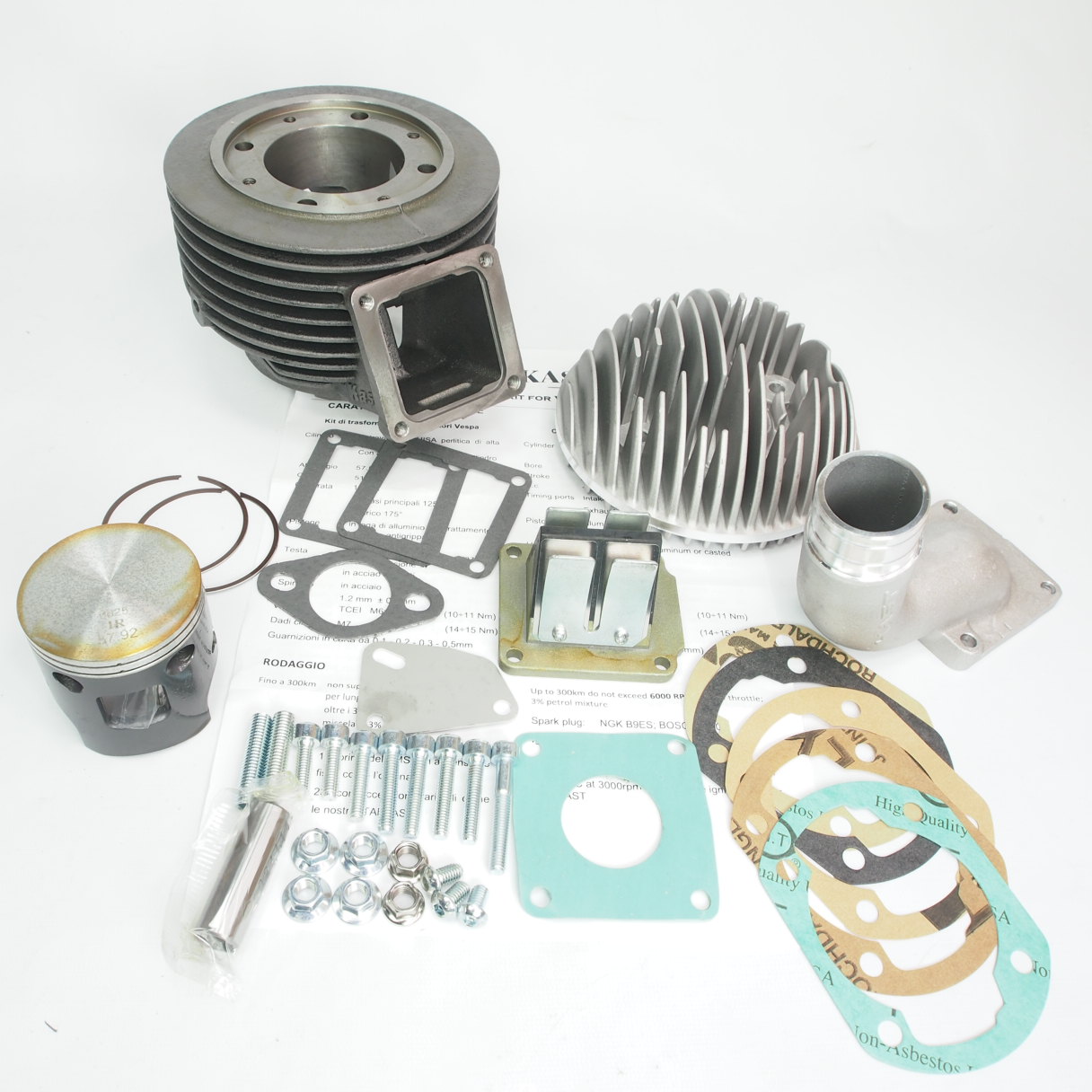 Cylinder -ITALKAST GR-V 135 cc cast iron direct intake standard reed valve- Vespa PV125 ET3