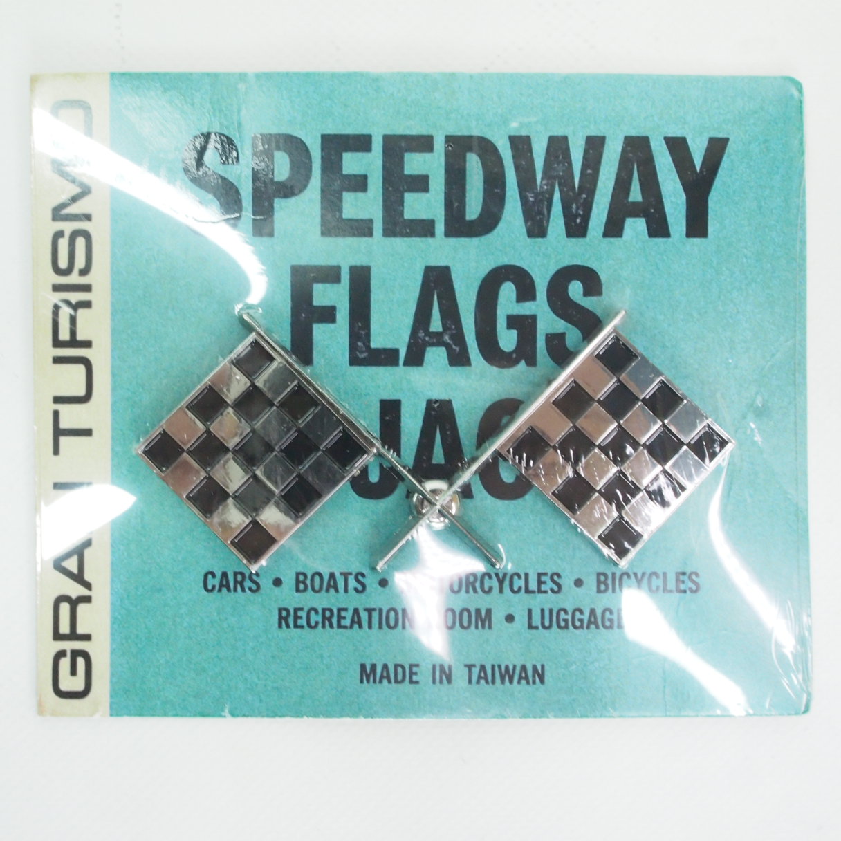 Speedway Flags -JACOB GRANTURISMO- checker flags - silver/black Vespa Lambretta