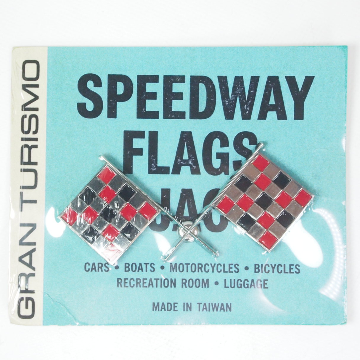 Speedway Flags -JACOB GRANTURISMO- checker flags - silver/red Vespa Lambretta
