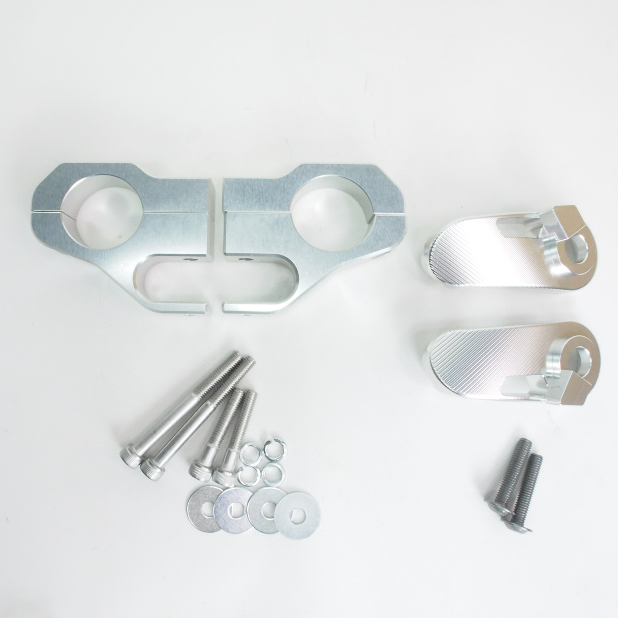 Lower + Upper Shock Absorber Mount - BGM PRO Clip-On Aluminum CNC - Lambretta LI LIS SX TV DL GP - Silver