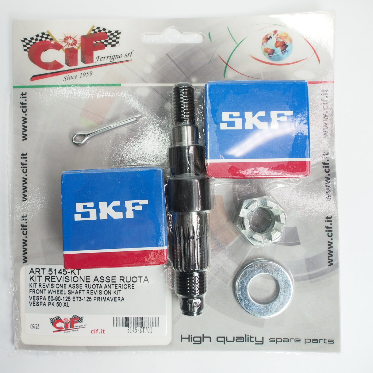 Front wheel axle incl bearing -CIF- 50s 90 100 ET3 PK50XL
